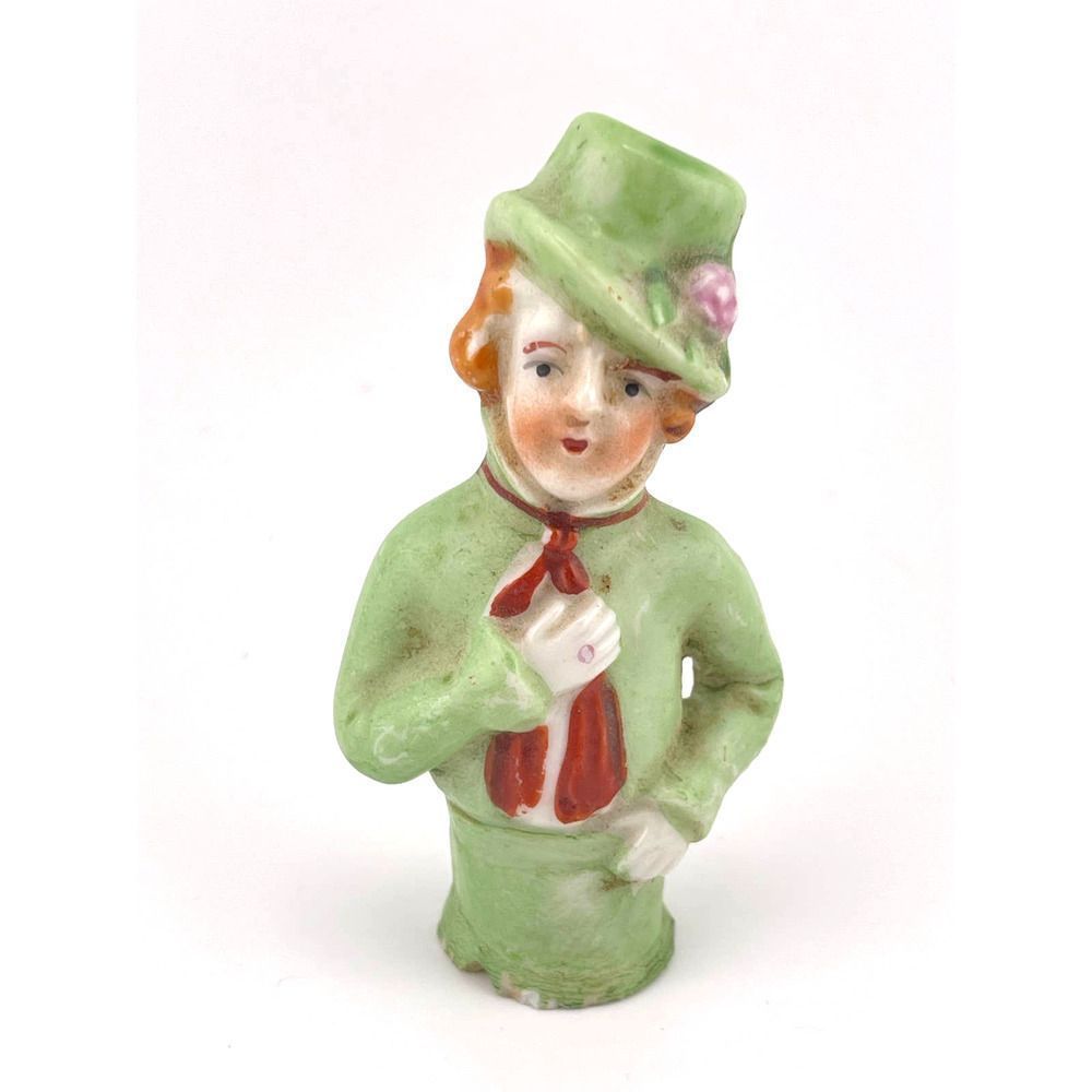 VTG Made In Japan Green Suit‎ And Hat Porcelain Figurine 3"
